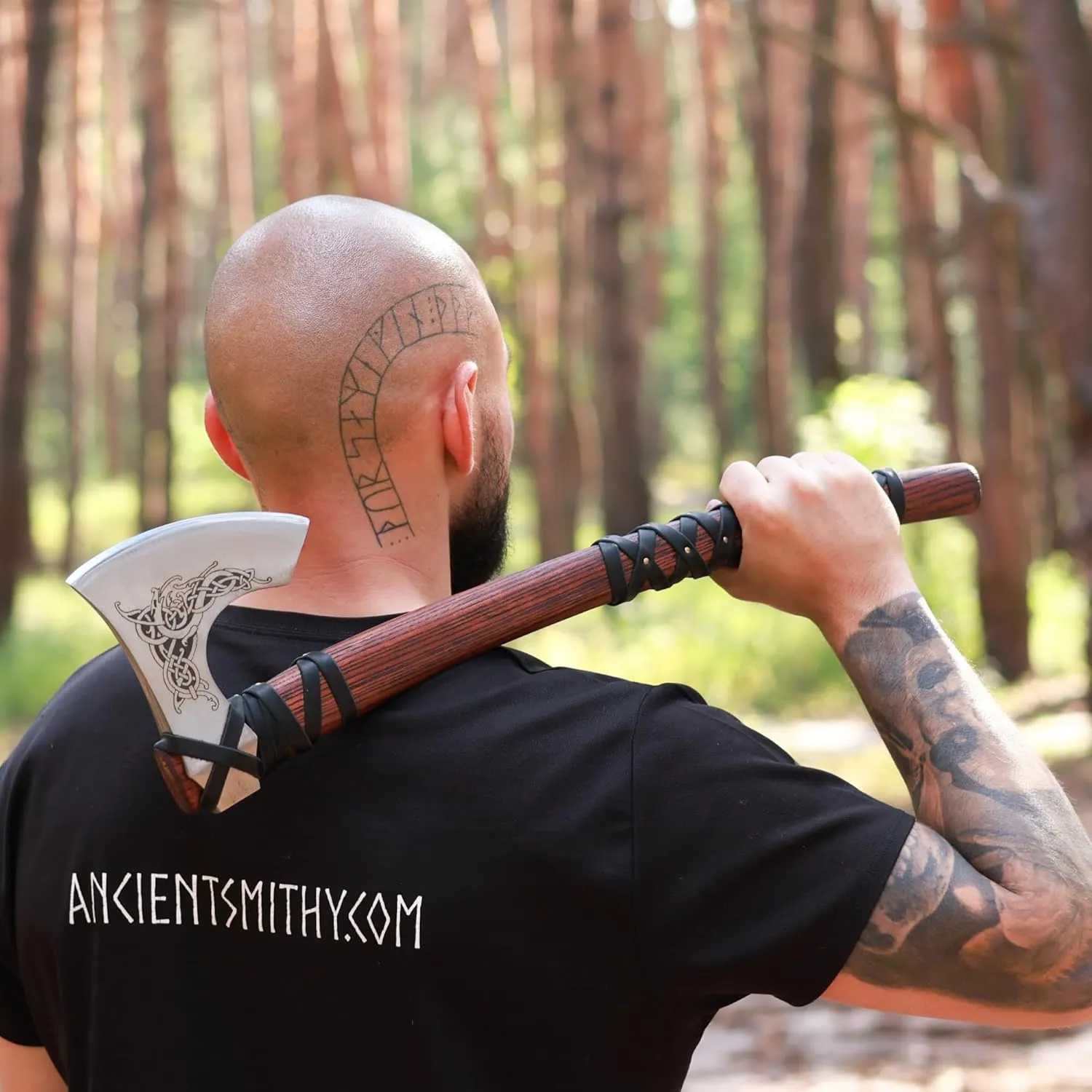 Viking Axes with Leather Sheath - Forged Bearded Axe - Functional Viking Hatchet - Handmade (Functional Viking Beard Axe)