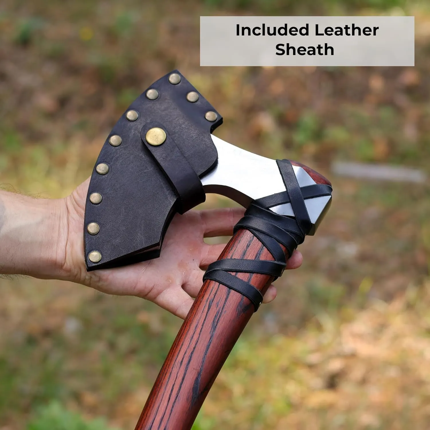 Viking Axes with Leather Sheath - Forged Bearded Axe - Functional Viking Hatchet - Handmade (Functional Viking Beard Axe)
