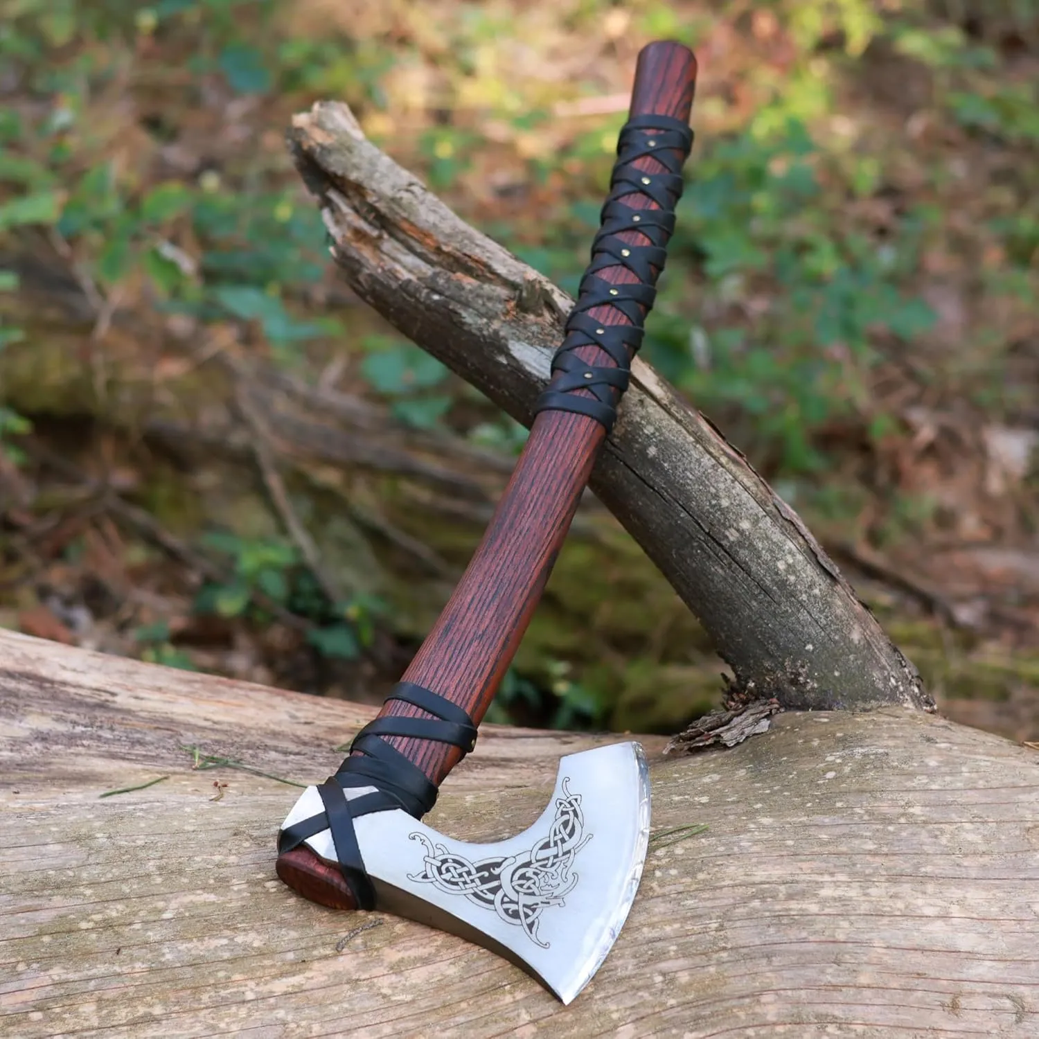 Viking Axes with Leather Sheath - Forged Bearded Axe - Functional Viking Hatchet - Handmade (Functional Viking Beard Axe)
