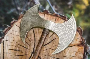 Viking store Handmade Carbon Steel Axe Medieval Warrior Double Headed Battle Axe Viking Axe Birthday Gift Double bit Axe Hatchet Viking war Ship Alien Battle Axe