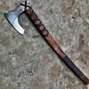 [Viking Tools] 30”Two Handed Large Berserker Axe,Large Norse Axe,Scandinavian Style Viking Axe Double Headed ax,Functional Viking Battle ax,History Viking Norse Mythology Large Norse Axe (Black)
