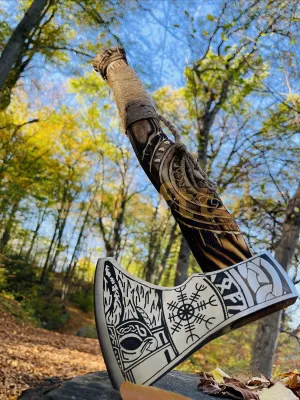 Vikings Axe - Hunting, Camping, Norse, Hatchet Axe Carbon Steel Blade with Ashwood Handle - Ragner Outdoor Axe
