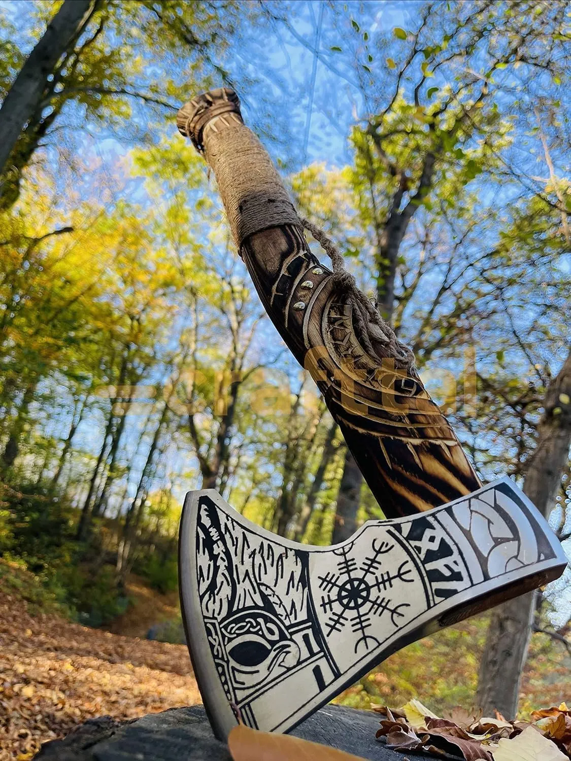 Vikings Axe - Hunting, Camping, Norse, Hatchet Axe Carbon Steel Blade with Ashwood Handle - Ragner Outdoor Axe