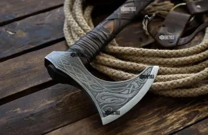 Vikings Axe Ragnar Lothbrok Battle Ready Handforged Viking Axe Ragnar Replica Viking Battle Axes Bearded Norse Berserker Authentic Medieval Viking Axe (fire Forged Viking Axe (Snake)), Large
