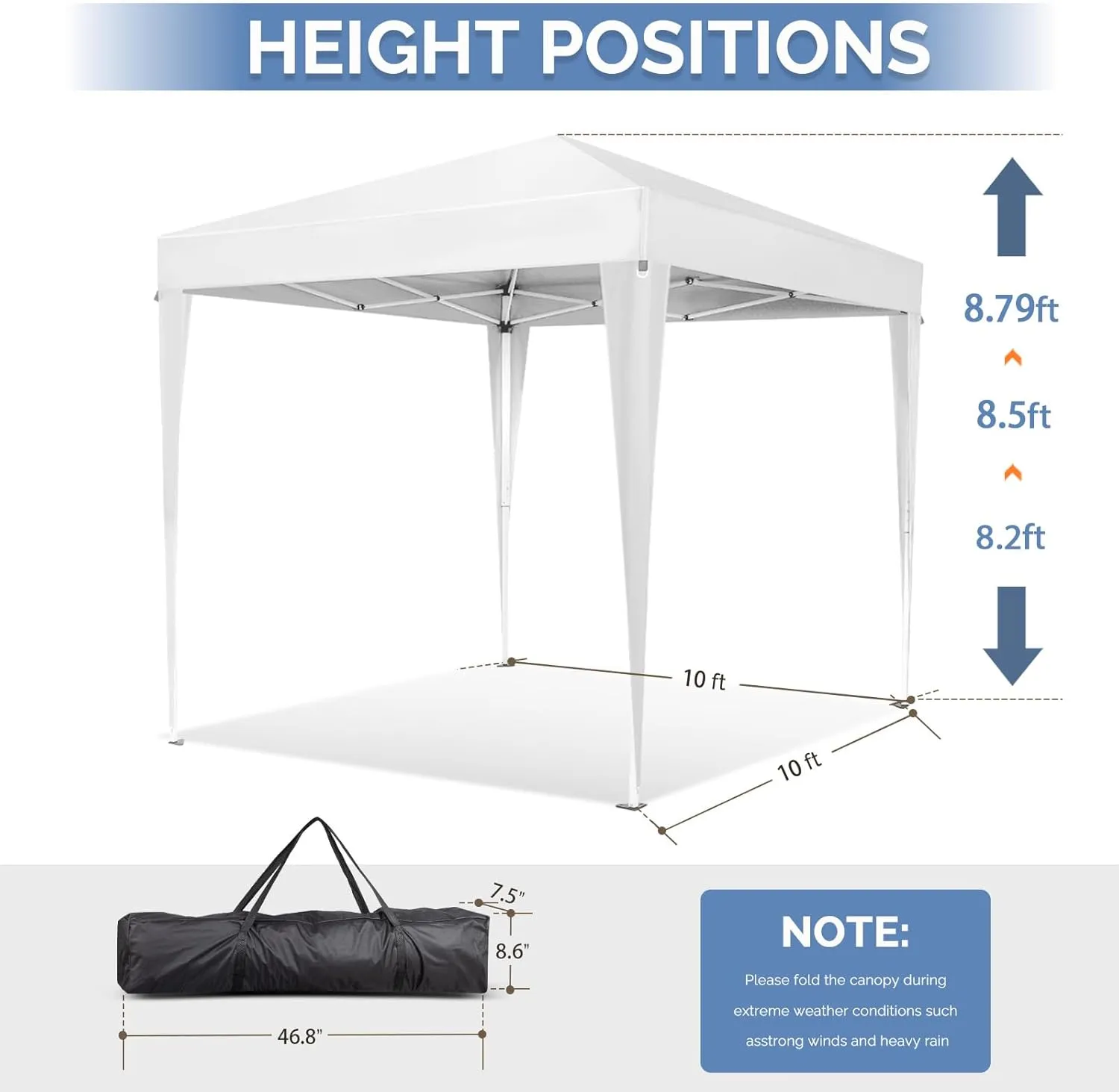 VINGLI 10x10 Pop Up Canopy Tent with Sidewalls, Outdoor Gazebo Canopy Tent, Patio Event Tents Outdoor Commercial Canopy for Parties (White)