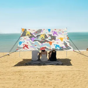 Vintage Hockey Pattern Beach Camping Tent Sun Shelter for Whole Family, Beach Shade Canopy with UPF50  UV Protection,Easy Set Up and Carry,Outdoor Shade for Trips, Fishing, Backyard Fun Picnics