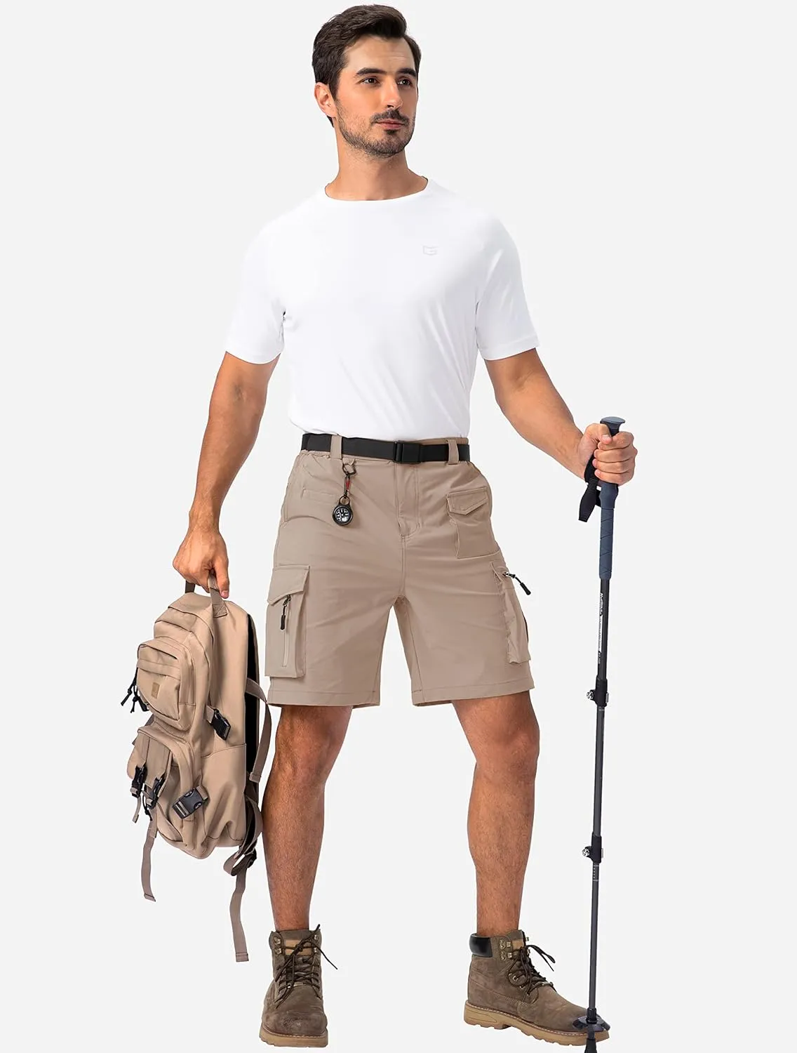 Viodia Men's Hiking Cargo Shorts Stretch Tactical Shorts for Men with 8 Pockets Quick Dry Lightweight Shorts for Work Fishing