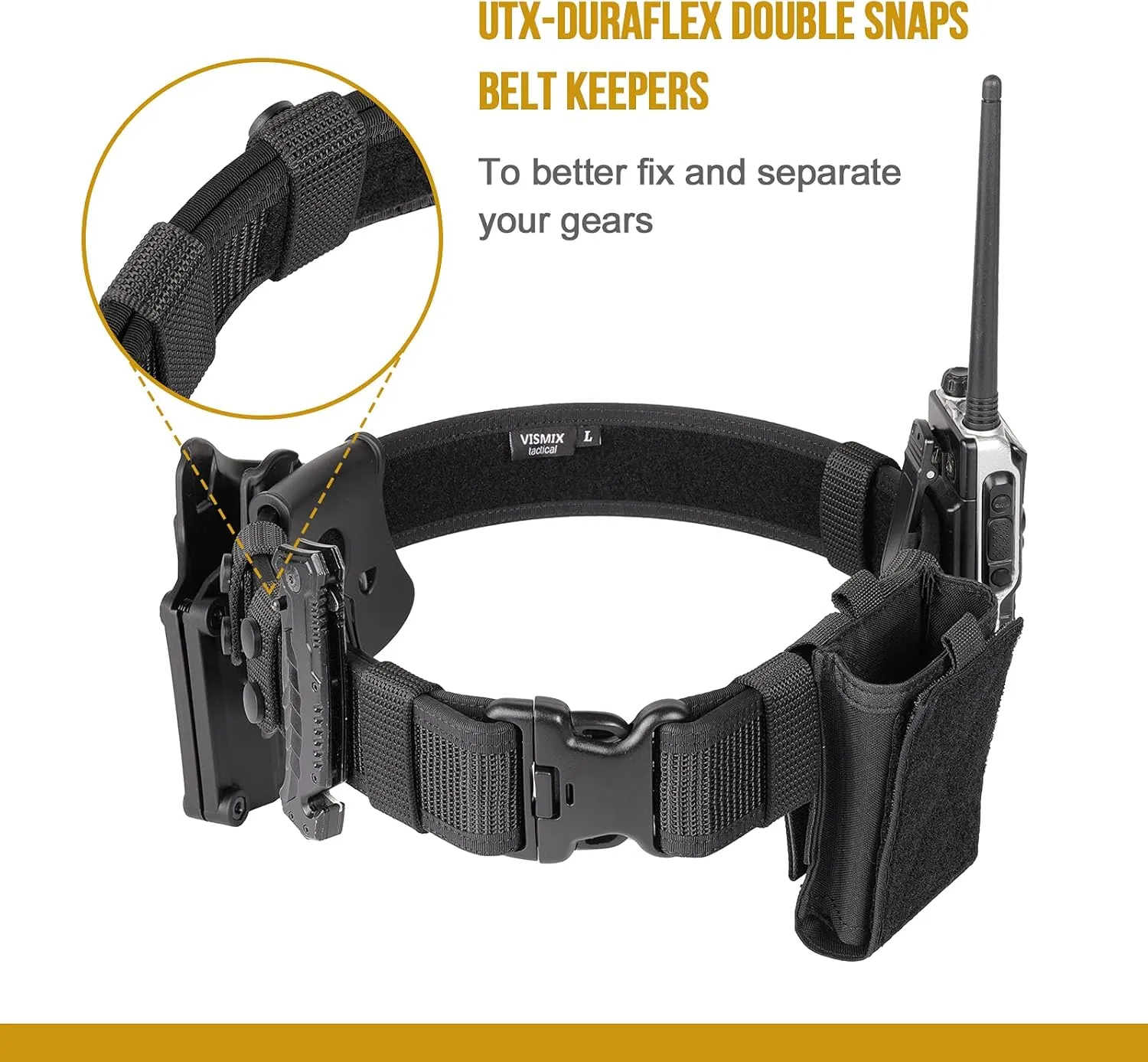 VISMIX Duty Belt, 2" Police Security Nylon Duty Belts Law Enforcement with 4 Belt Keepers