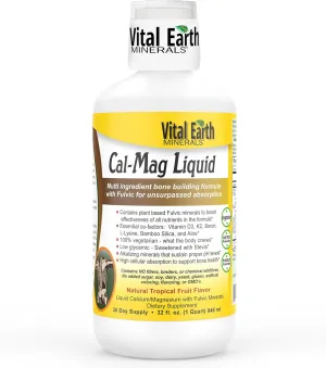 Vital Earth Minerals Cal-Mag Liquid – Calcium Magnesium Supplement with Vitamin D3, K2, Boron, and Fulvic Acid for Faster Absorption, 32 Oz   1 Oz Cup