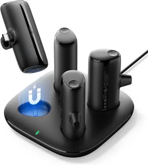VIYISI Small Portable Charger USB C Kit, 4 Pcs Fast Charging Power Bank with Charging Dock for iPhone 16/15, Samsung Galaxy, Google Pixel, Type-C Phones