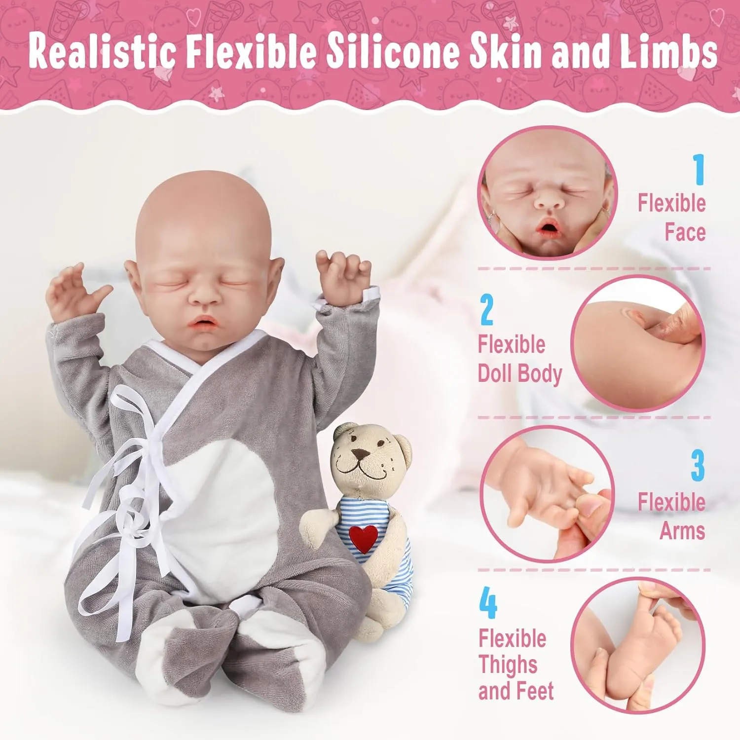 Vollence 18 inch Soft Silicone Dolls - Perfect for Collectors & Baby Gifts. Not Vinyl Dolls. Also Ideal for Children's Christmas & Birthday Gifts - Boy