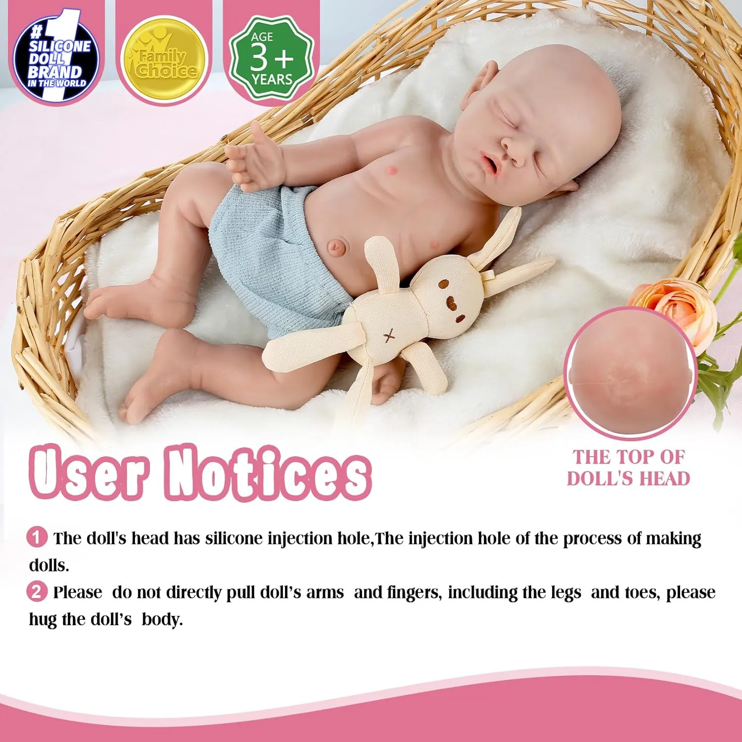 Vollence 18 inch Soft Silicone Dolls - Perfect for Collectors & Baby Gifts. Not Vinyl Dolls. Also Ideal for Children's Christmas & Birthday Gifts - Boy