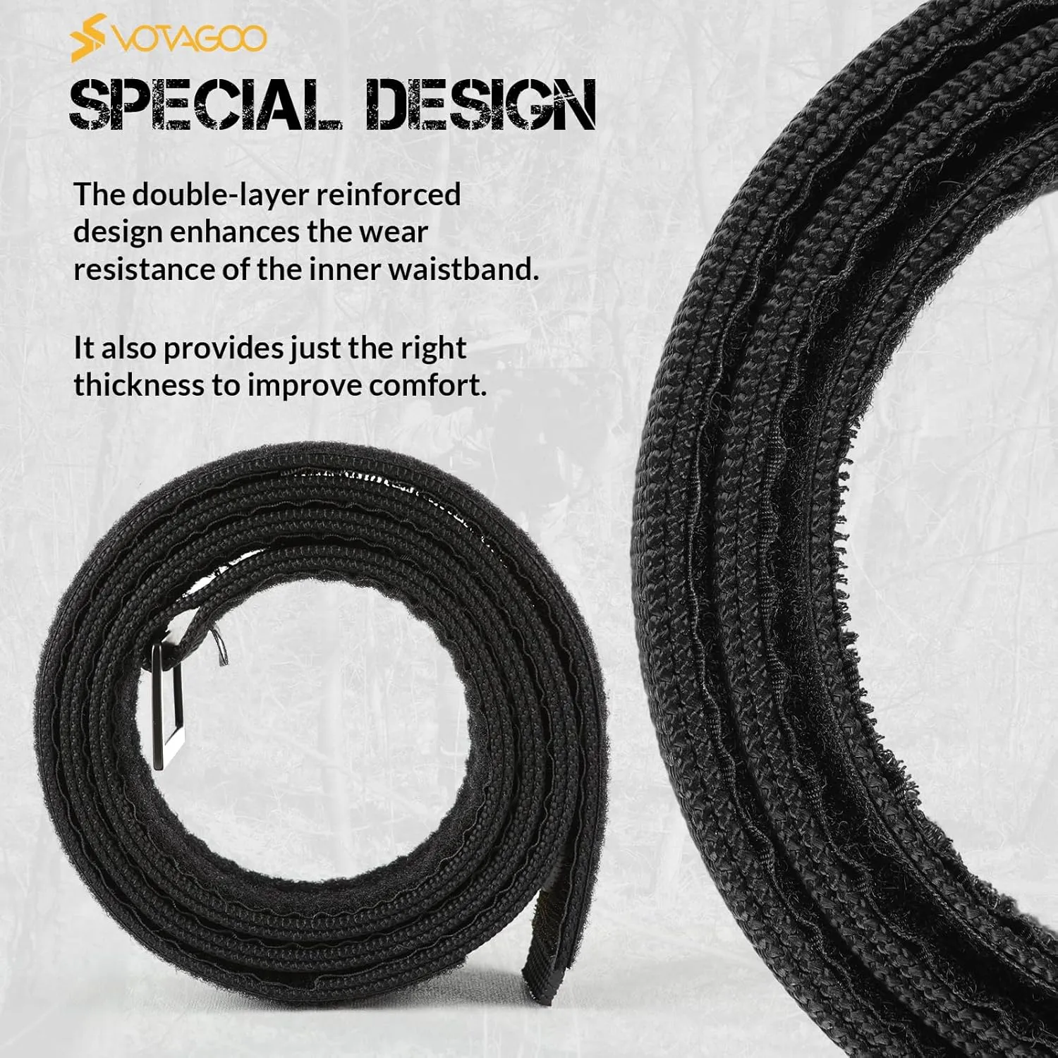 VOTAGOO 1.5" Inner Hook Liner With Metal Buckle - Fits Inside Duty Belt for 1.75"-2" Loop Outer Belt