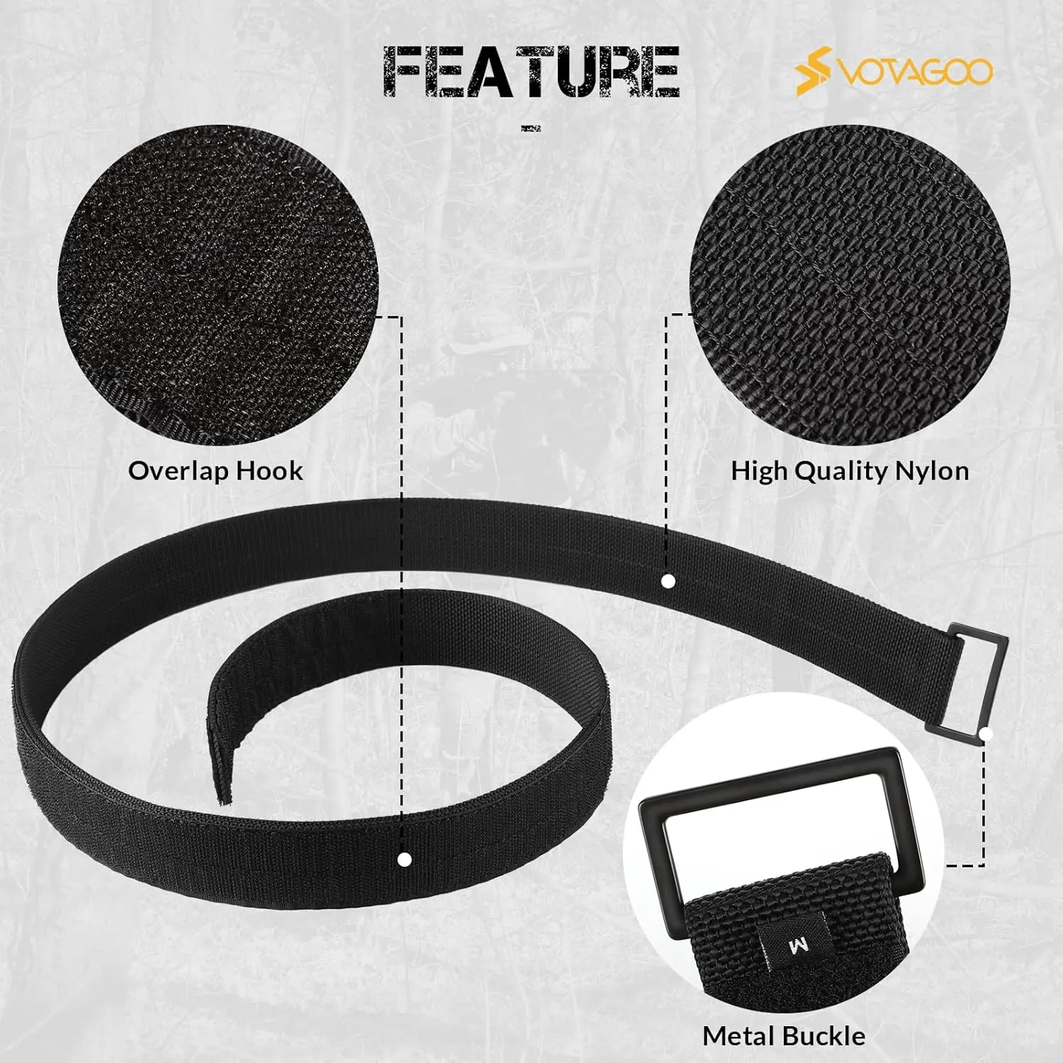 VOTAGOO 1.5" Inner Hook Liner With Metal Buckle - Fits Inside Duty Belt for 1.75"-2" Loop Outer Belt