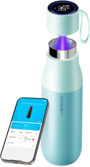 vsitoo Self-Cleaning Smart Water Bottle, Vacuum Stainless Steel Insulated Water Bottle with Handle Double-wall, Keep Drink Hot or Cold, Leak Proof, 15 oz