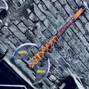 VT-40' Large Norse Berserker Axe - Hand Forged Steel, Scandinavian Style Viking Double Headed Axe