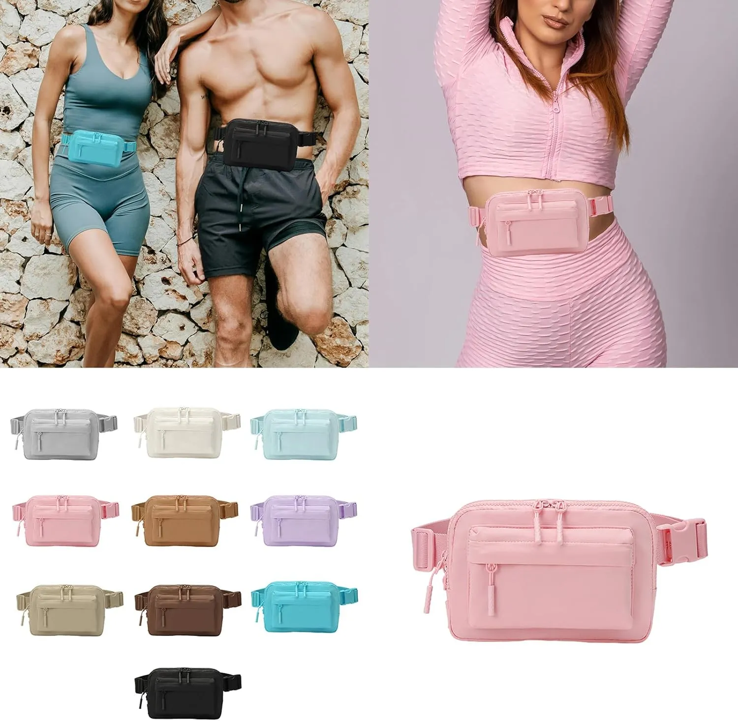 Waist Bag Small Crossbody Bag Fashion Waist Pack Solid Color Chest Bag With Adjustable Strap Belt Bag For Running Hiking