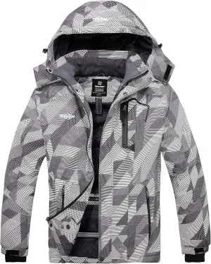 wantdo Men's Mountain Waterproof Ski Jacket Windproof Rain Jacket Winter Warm Hooded Coat