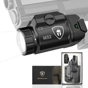 WARRIORLAND 500 Lumen White LED Tactical Light with Fit Sig P320-M17 & P320 Full Size IWB Kydex Holster Combo-Compact Rail Mounted Weapon Light,with Battery Included (MB2/P320 M17)
