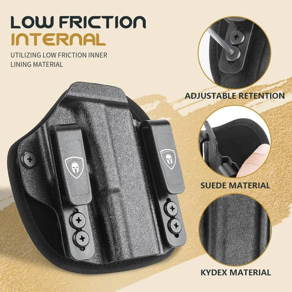 WARRIORLAND Hybrid Kydex & Nylon Holster, Optional for Glock 17/19/19X/ 43/43X/45, Taurus G2C /G3C, Sig P320 / P365/P365X/P365XL, 1911 5" (No Rail) and More, Optics Cut & Open Muzzle, Concealed Carry