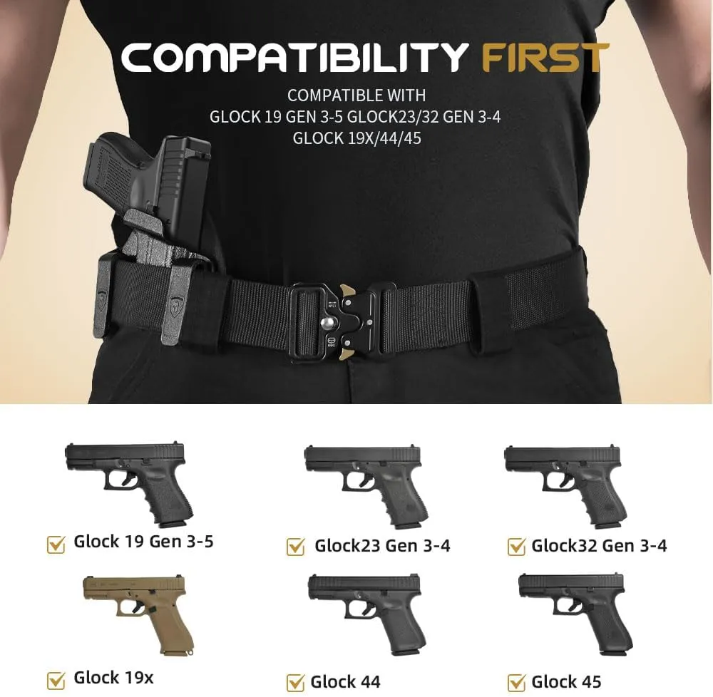 WARRIORLAND Hybrid Kydex & Nylon Holster, Optional for Glock 17/19/19X/ 43/43X/45, Taurus G2C /G3C, Sig P320 / P365/P365X/P365XL, 1911 5" (No Rail) and More, Optics Cut & Open Muzzle, Concealed Carry