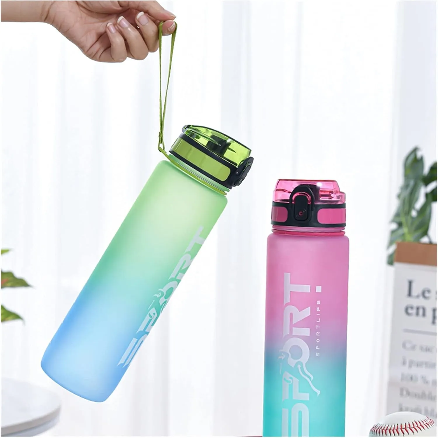 Water Bottle 1L Sport Bottle Water Cup Bottle Outdoor Travel Portable Leak Proof Drink Glass Home Plastic Fitness Glass No BPA water bottle