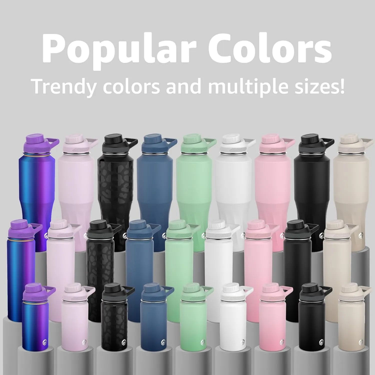 Water Bottle | Compatible With Popular Flavor Cartridges | BPA Free, Leak Proof, Double-Walled Vacuum Insulated Stainless Steel, and Dishwasher Safe | Cold for 24 Hours (Leopard, 12oz)
