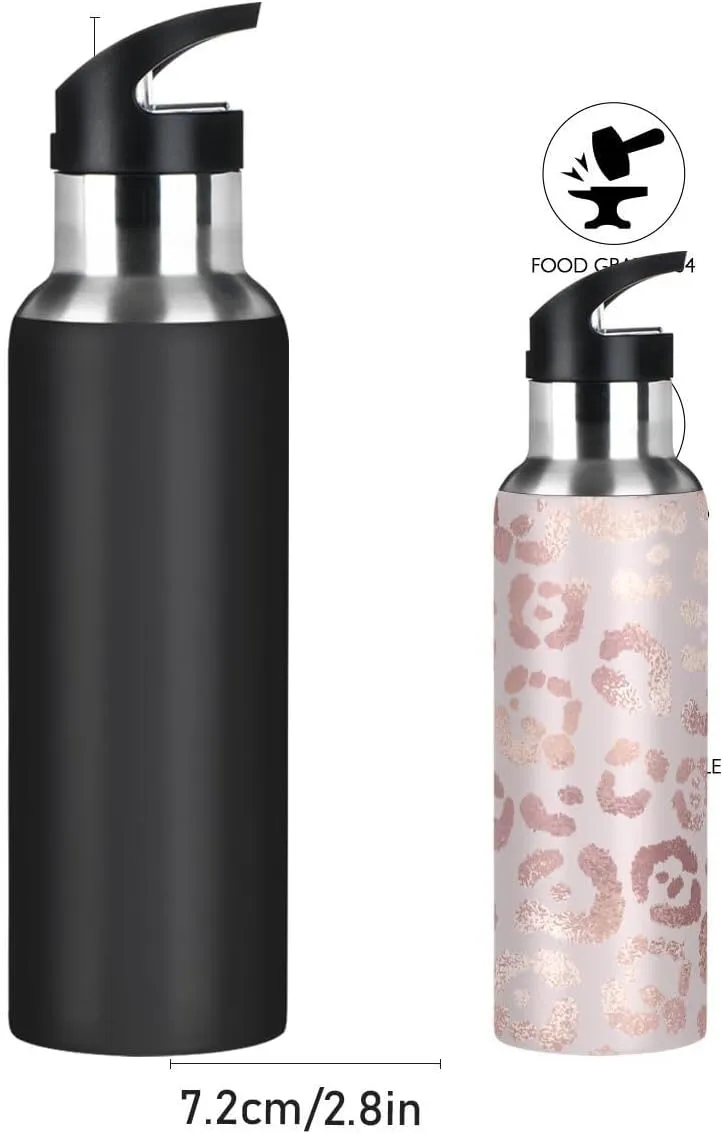 Water Bottle Handle Straw Lid Cheeteh Leopard Print Vacuum Insulated Stainless Steel Thermos Water Bottle Leak Proof Sports Coffee Maker Cup