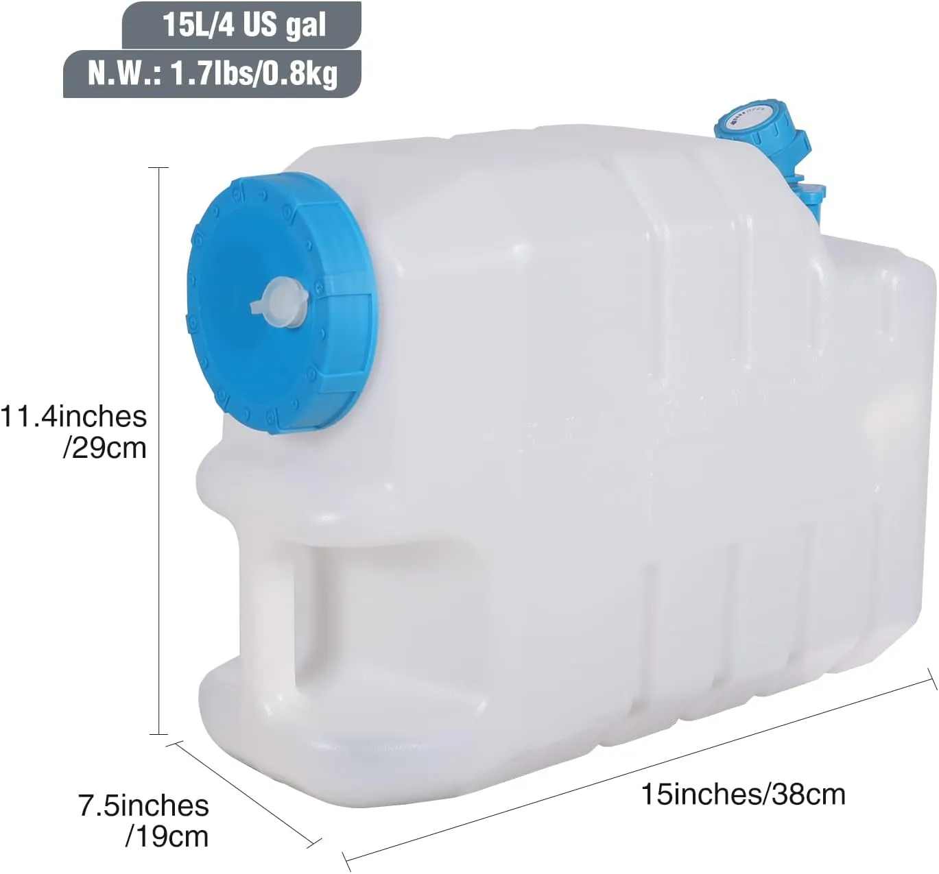 Water Container with Spigot, 4 Gallon Portable Water Storage for Camping (15L New)