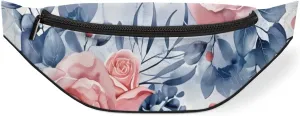 Watercolor Rose Flower Crossbody Fanny Pack Waist Bag with Adjustable Strap Hip Pack for Sports Festival Workout Traveling Running Casual