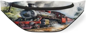 Watercolour Train Fanny Pack for Women Men Waist Pack Crossbody Bag with Adjustable Belt for Travel Hiking Running Cycling Festivals