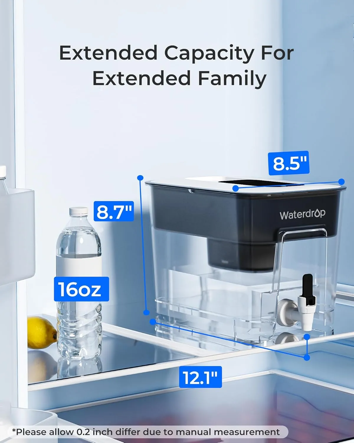 Waterdrop 200-Gallon Long-Life 40-Cup Large Water Filter Dispenser with 1 Filter, for Home and Office