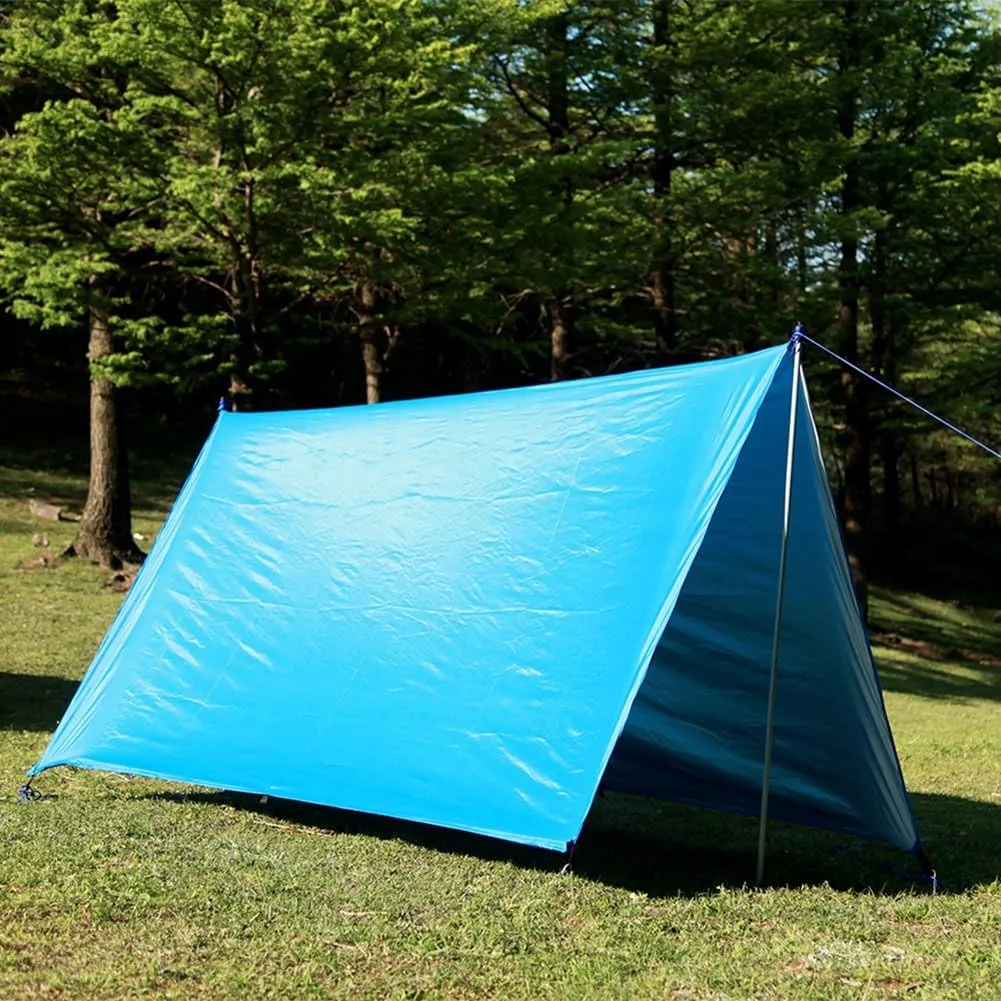 Waterproof 210T Nylon Rain Fly Tarp Tent Camping Shelter Sunshade 10 x 10ft, 6 Stakes & 6 Elastic Ropes