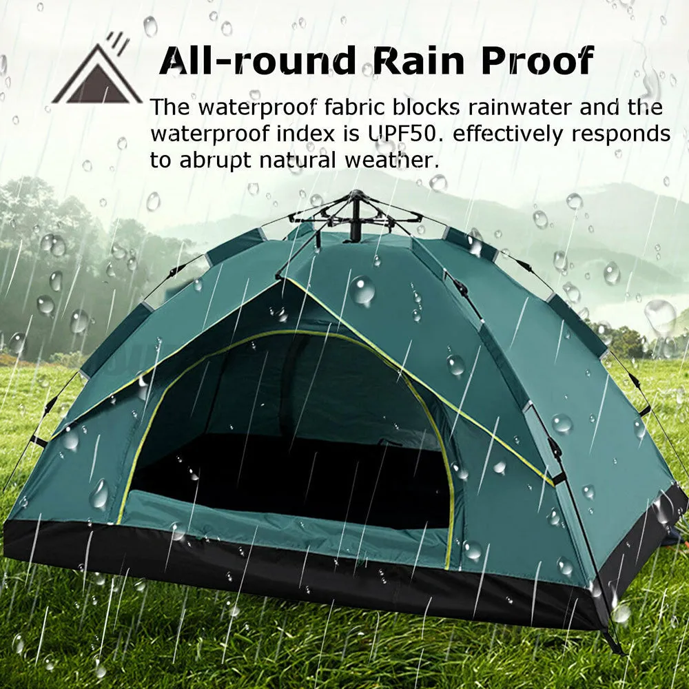 Waterproof Automatic Camping Tent 3-4 Person Come with Moisture Proof Pad(Blue)-NSW_Rural