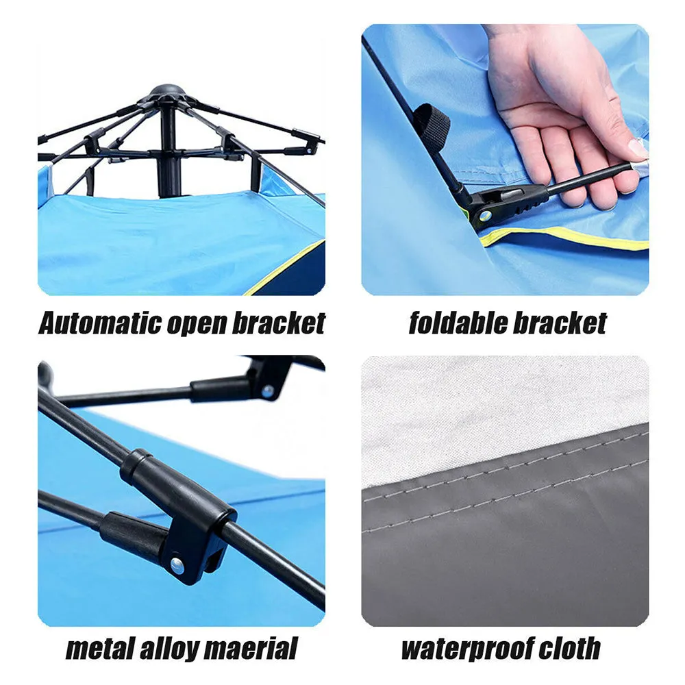 Waterproof Automatic Camping Tent 3-4 Person Come with Moisture Proof Pad(Blue)-NSW_Rural