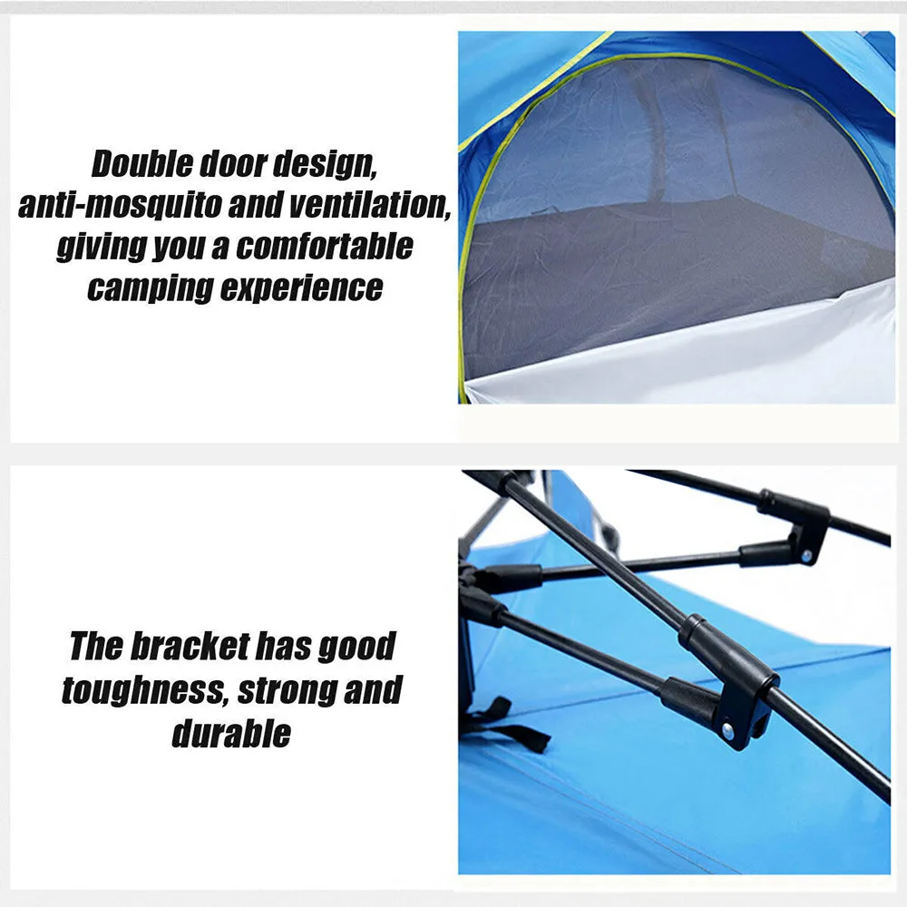 Waterproof Automatic Camping Tent 3-4 Person Come with Moisture Proof Pad(Blue)-NSW_Rural
