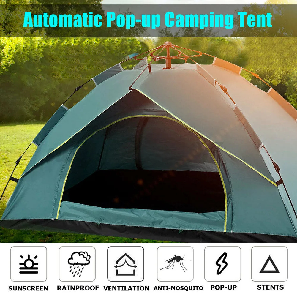 Waterproof Automatic Camping Tent 3-4 Person Come with Moisture Proof Pad(Blue)-NSW_Rural