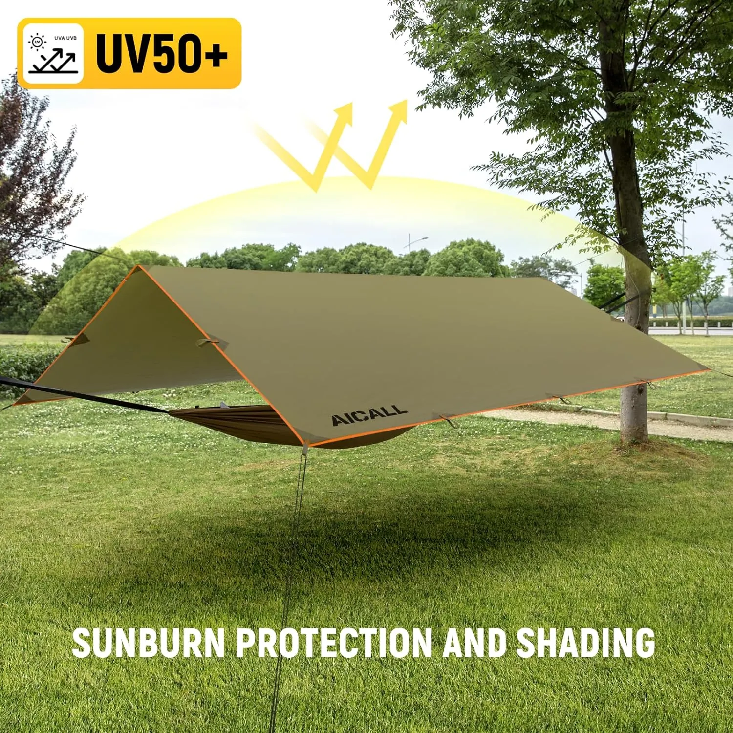 Waterproof Camping Tarp 10 x 10ft Survival Tent Backpacking Portable Tarp Multifunctional Anti-UV Shelter for Outdoor (Camo)