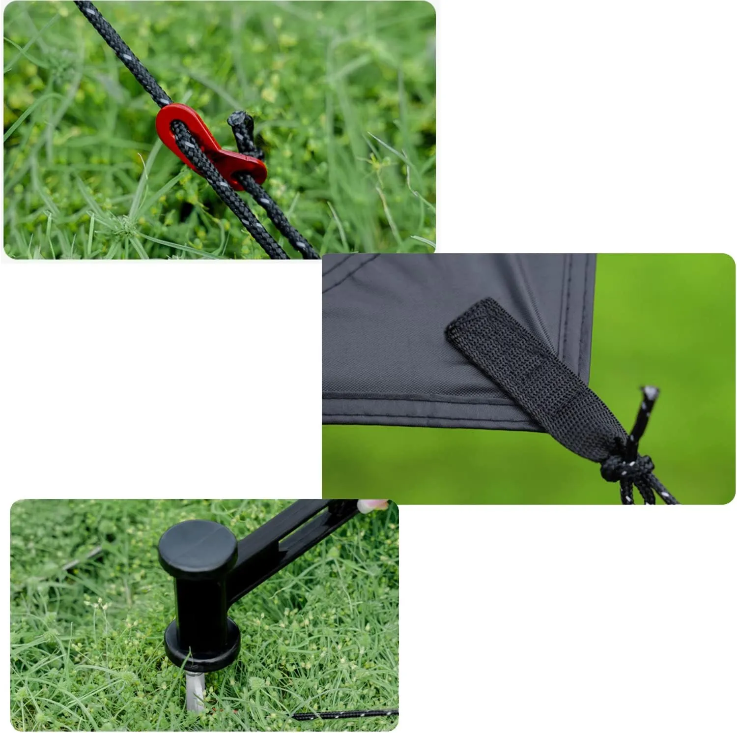 Waterproof Camping Tent Tarp Sun Shelter,Hammock Rain Fly Tarp,Portable Light Ripstop Rain & Wind Protection Tarp Cover for Camping Hammock & Tent Areas,with Accessories (Black,11.5 x 16.4ft) (