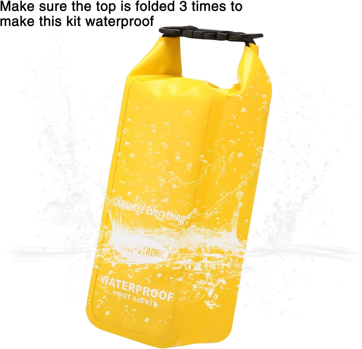 Waterproof First Aid Kit Roll Top Boat Emergency Kit with Waterproof Contents for Fishing Kayaking Boating Swimming Camping Rafting Beach Yellow