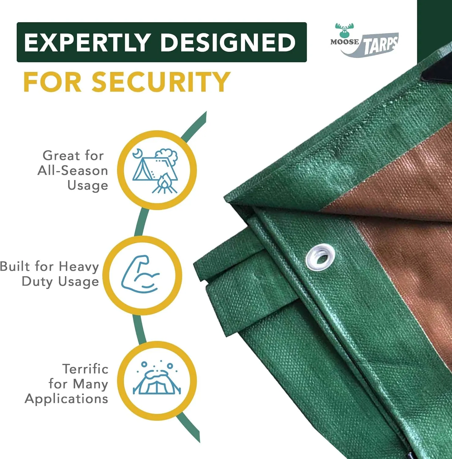 Waterproof Heavy Duty Tarp - for Wood Furniture, Car, Boat, Pool, & More - Tear Resistant - 20x20 Foot Indoor/Outdoor Reversible Green/Brown