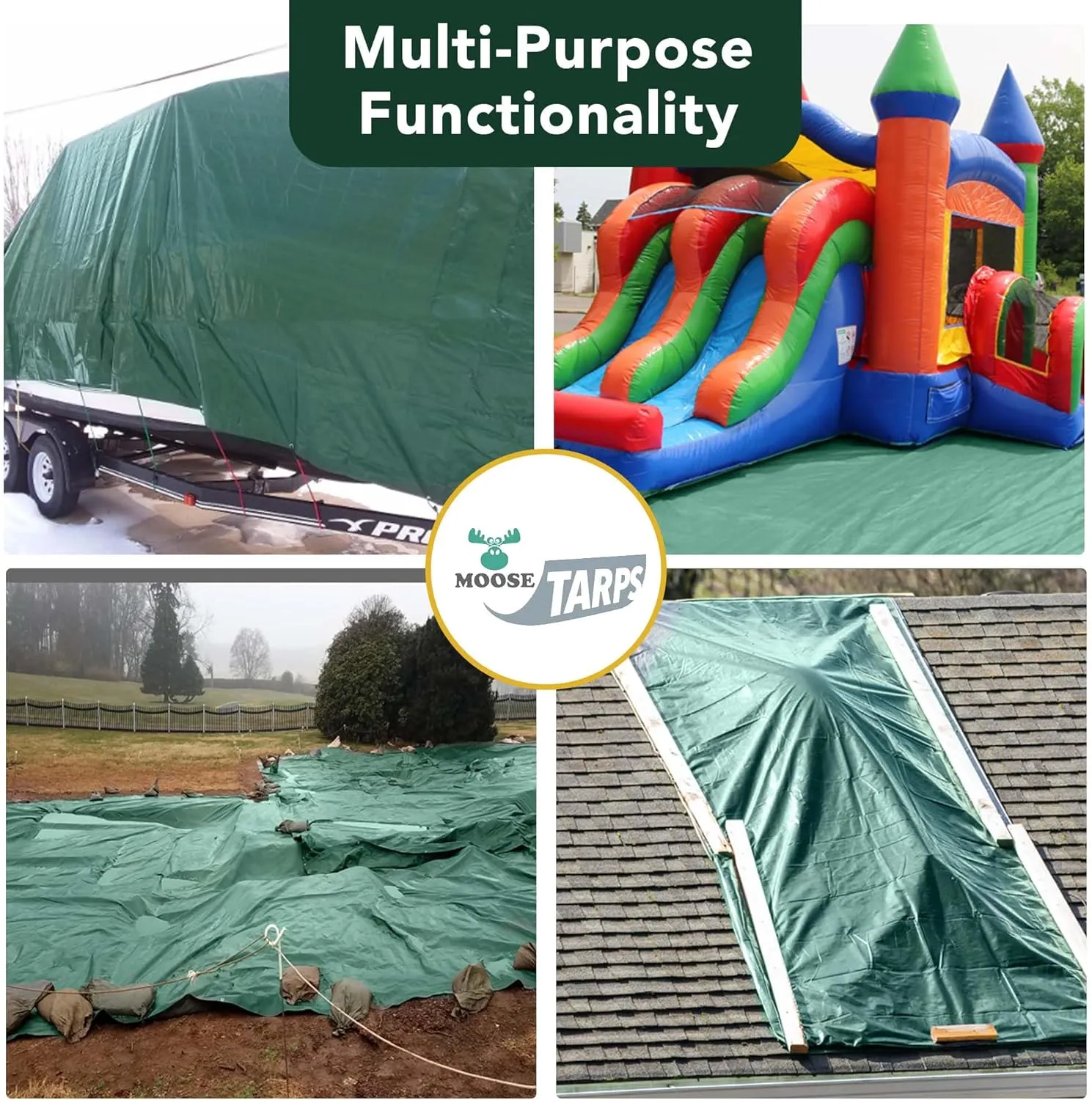 Waterproof Heavy Duty Tarp - for Wood Furniture, Car, Boat, Pool, & More - Tear Resistant - 20x20 Foot Indoor/Outdoor Reversible Green/Brown