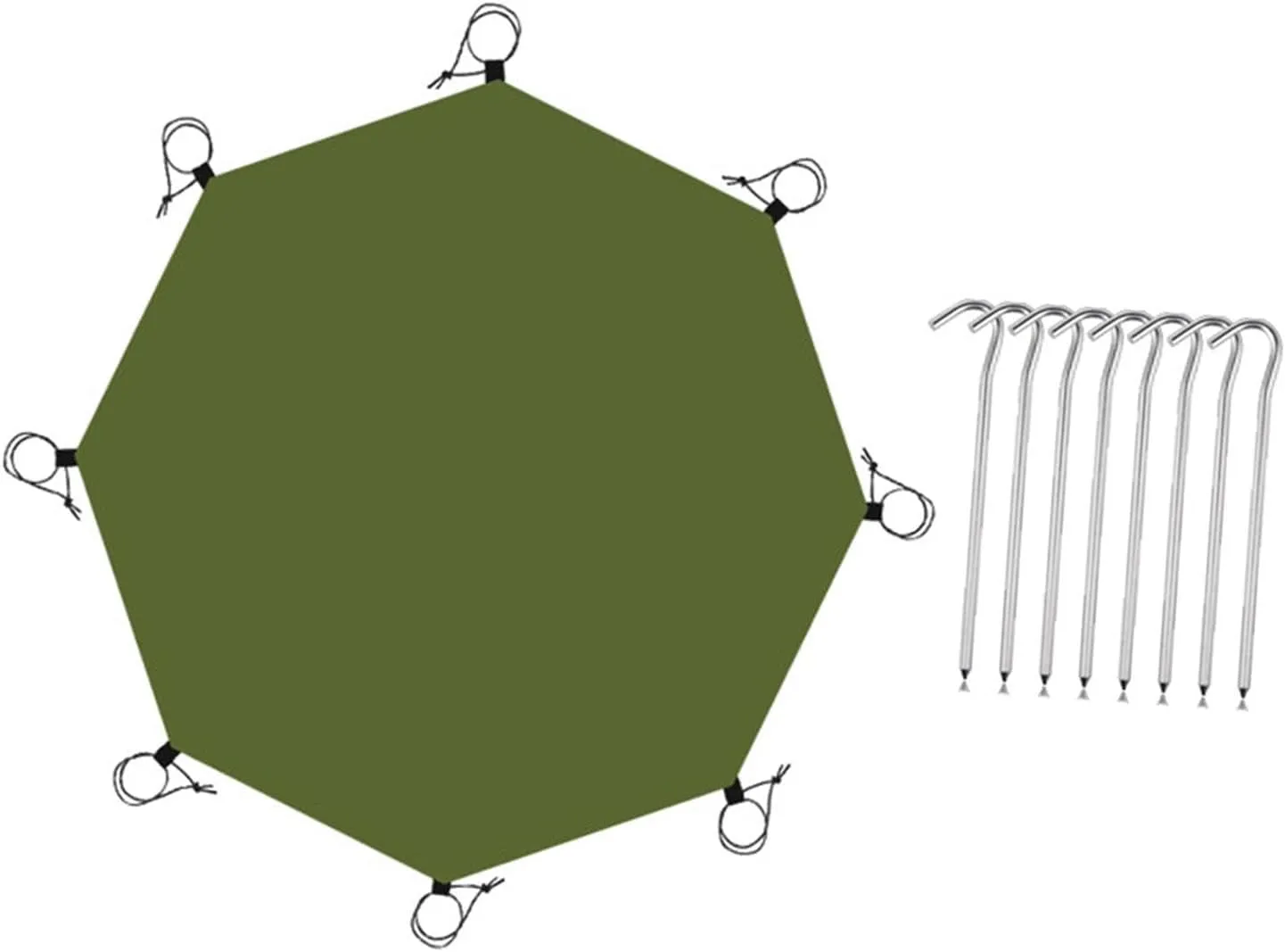Waterproof Octagonal Tent Footprint Ground Sheet Oxford Cloth Multipurpose Picnic Blanket Camping Tarp for Backpacking Trips, with 8 Ground Nails