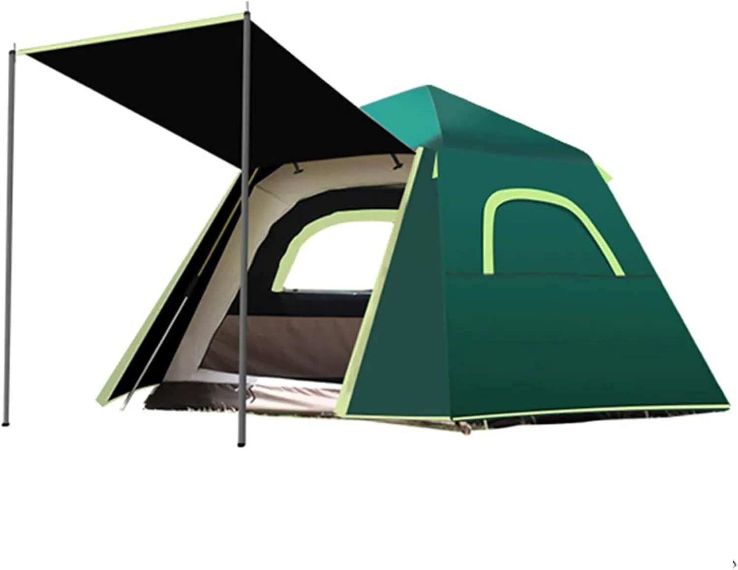 Waterproof Pop Up Camping Tent for 3-4 People, Windproof Instant Teepee Tent with Large Mesh Windows, Portable Carry Bag, Double Layer Design