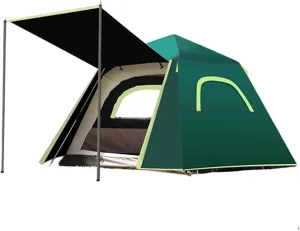 Waterproof Pop Up Camping Tent for 3-4 People, Windproof Instant Teepee Tent with Large Mesh Windows, Portable Carry Bag, Double Layer Design