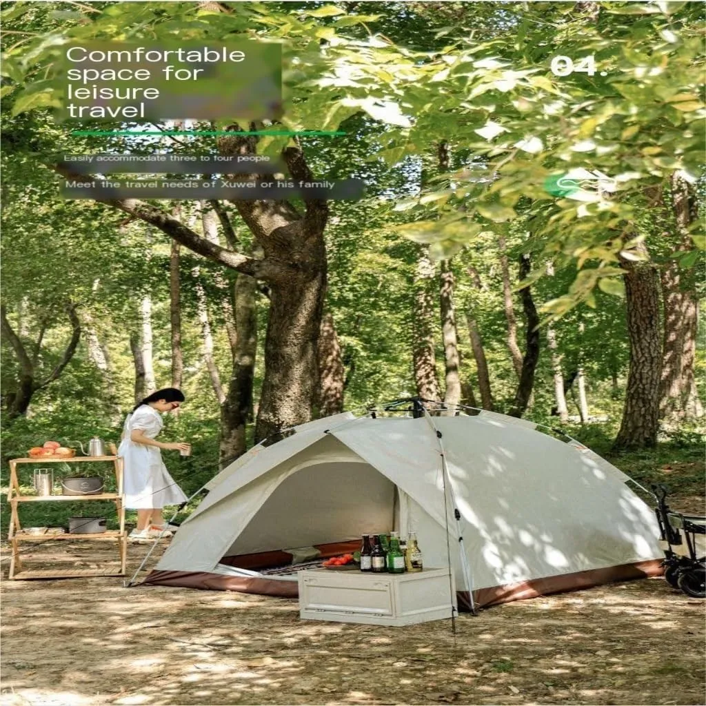 Weatherproof Tents Outdoor Camping Tent Semi-Automatic Outdoor Tent Installation-Free Portable Folding Double-Layer Camping Tent Camping and Hiking Tents