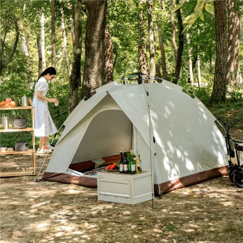 Weatherproof Tents Outdoor Camping Tent Semi-Automatic Outdoor Tent Installation-Free Portable Folding Double-Layer Camping Tent Camping and Hiking Tents
