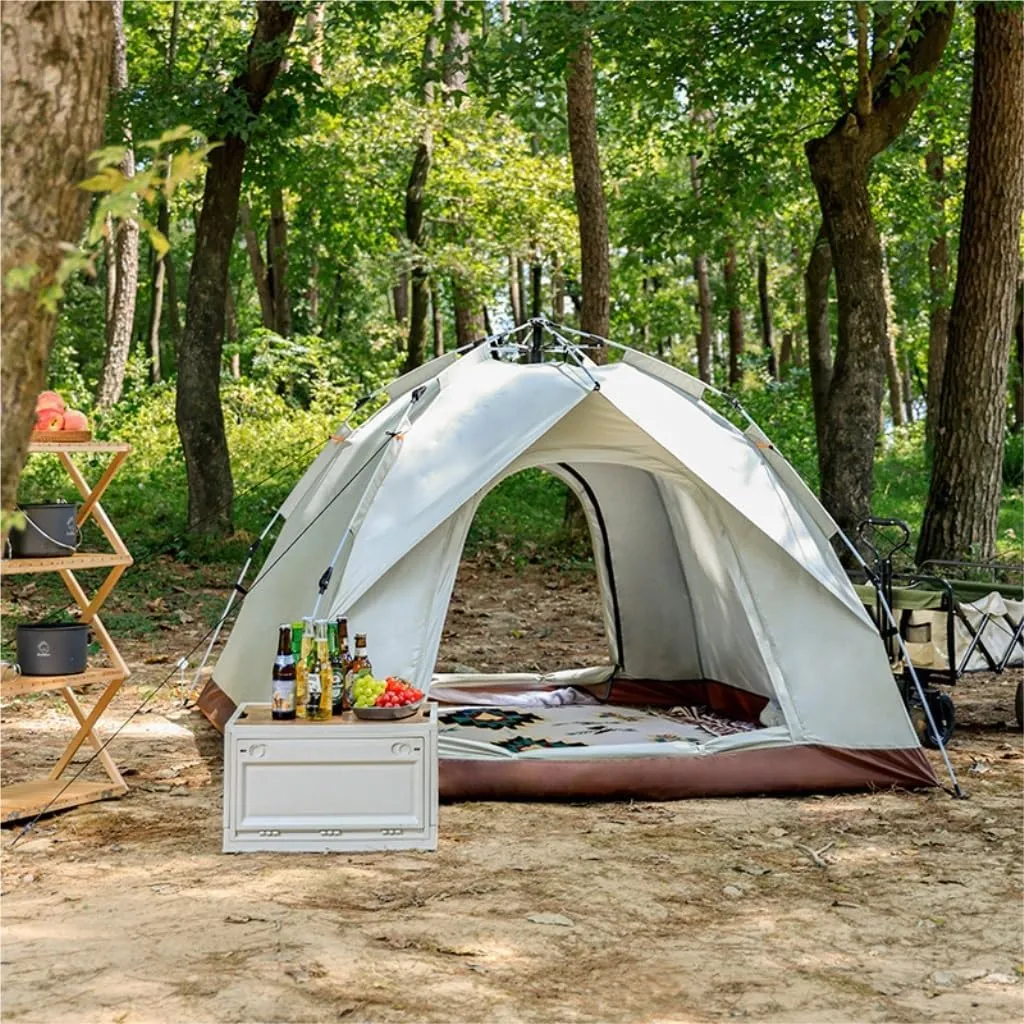 Weatherproof Tents Outdoor Camping Tent Semi-Automatic Outdoor Tent Installation-Free Portable Folding Double-Layer Camping Tent Camping and Hiking Tents