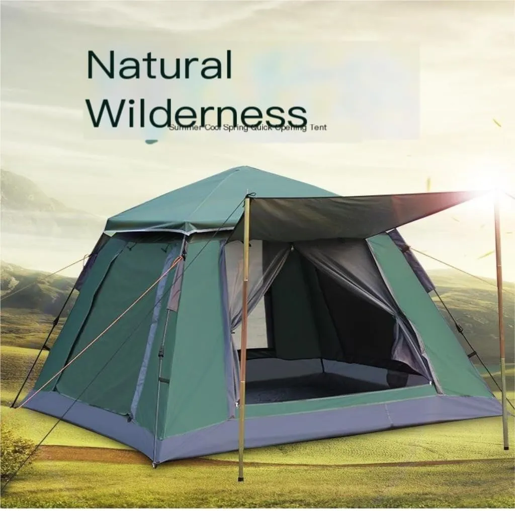 Weatherproof Tents Outdoor Spring-Type Automatic Quick-Open Tent 4-5 People Double-Layer Tent Outdoor Mountain Camping Tent Camping and Hiking Tents