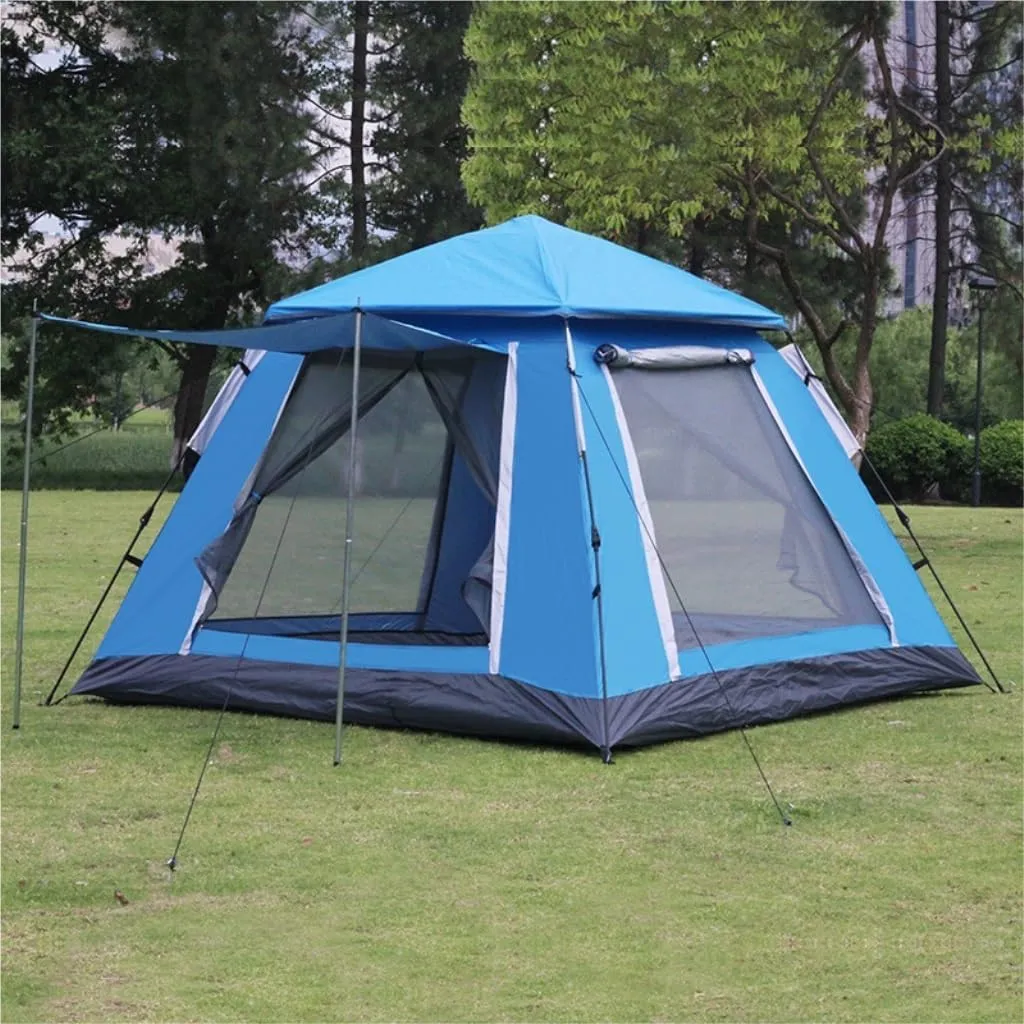 Weatherproof Tents Outdoor Spring-Type Automatic Quick-Open Tent 4-5 People Double-Layer Tent Outdoor Mountain Camping Tent Camping and Hiking Tents